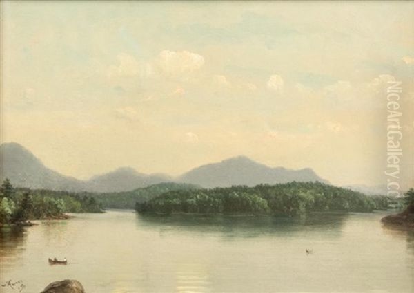 Lower Saranac Oil Painting by Nelson Augustus Moore