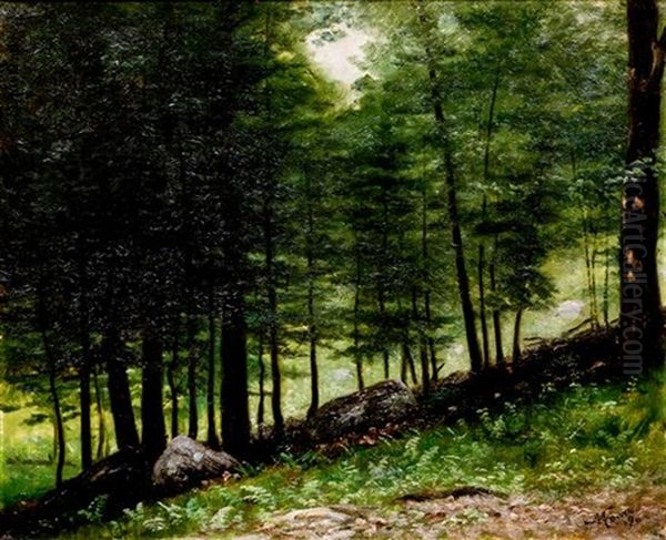 Woodland Scene Oil Painting by Nelson Augustus Moore