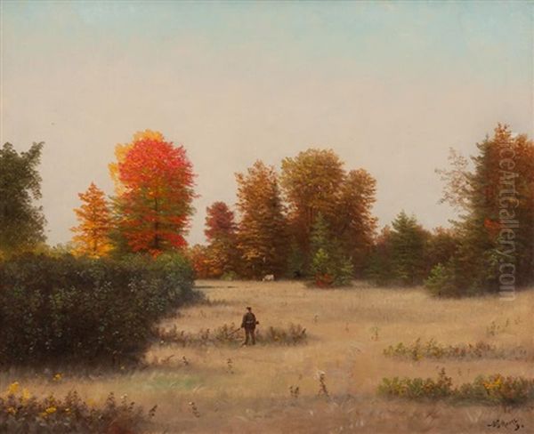 Fall Hunting Scene Oil Painting by Nelson Augustus Moore