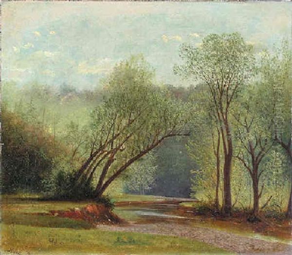 Summer Landscape With Stream Oil Painting by Nelson Augustus Moore