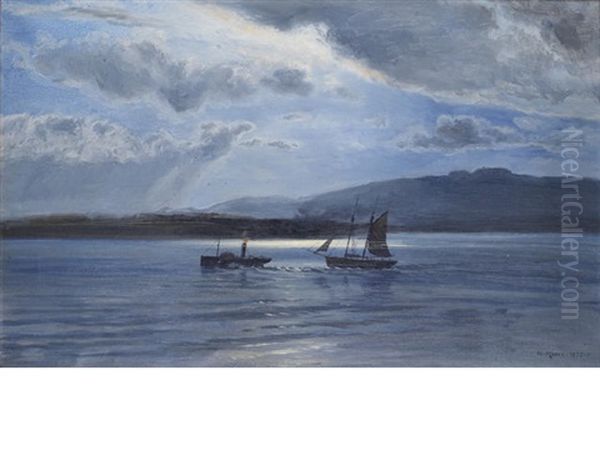 The Traeth Maur, Moonlight And Twilight Oil Painting by Henry Moore