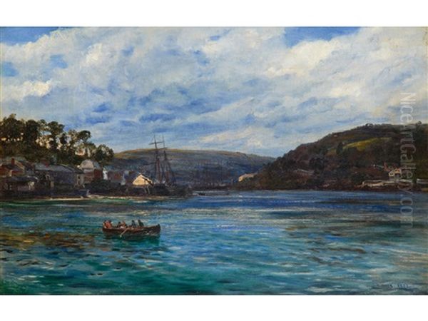 A View Of Fowey Harbour Looking Towards Bodinnick Oil Painting by Henry Moore