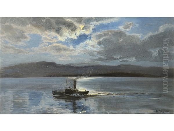 A Clyde Puffer Off The West Coast Oil Painting by Henry Moore