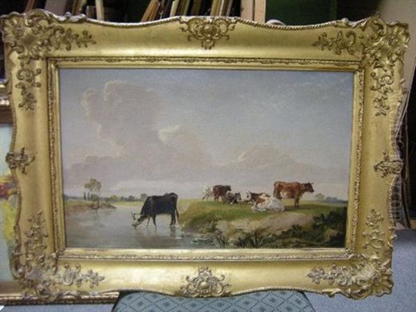 Cattle In A Landscape, Near York Oil Painting by Henry Moore