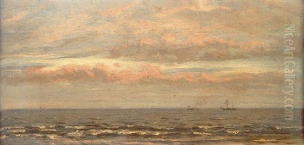 Shoreline At Sunset Oil Painting by Henry Moore