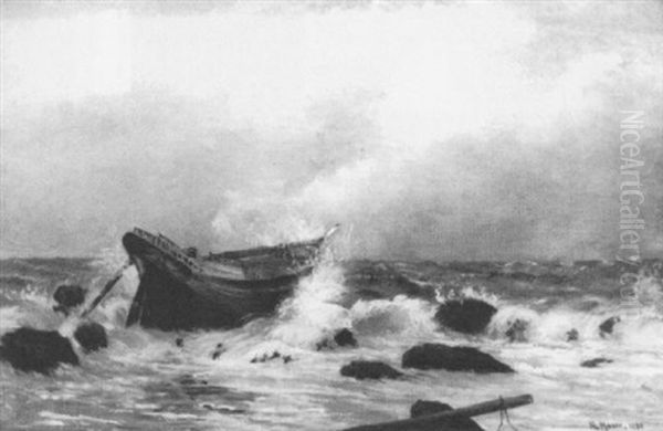 Coastal Shipwreck Oil Painting by Henry Moore