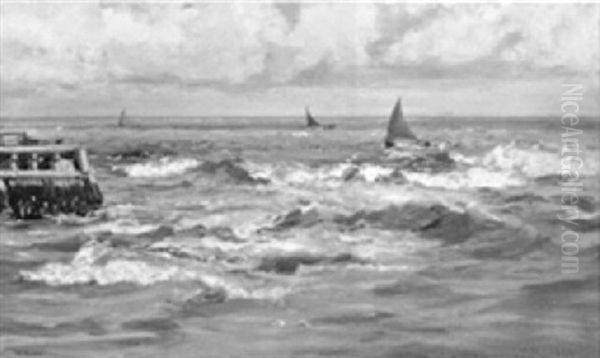 Southwold Fishing Boats Off Walberswick Pier by Henry Moore