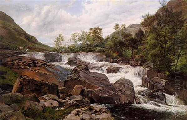 A Mountain Torrent Oil Painting by Henry Moore