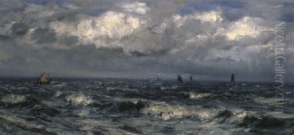 Squally Weather Off The South Coast Oil Painting by Henry Moore