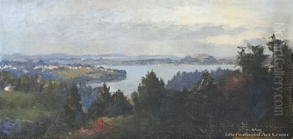 Auckland Harbour Oil Painting by Horace Millichamp Moore-Jones