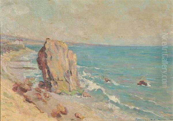 Two Pieces In This Lot: (a) Castle Rock Santa Monica, California (b)california Landscape Oil Painting by Margaret Eugenia Moore-Lauden