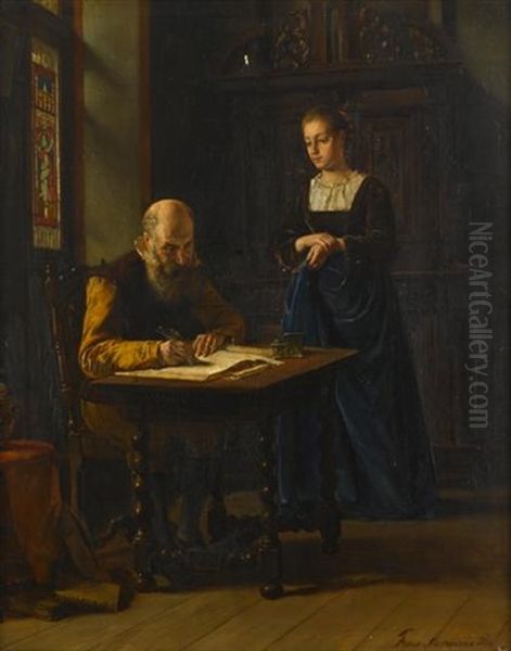 Signing The Ledger Oil Painting by Frans Moormans