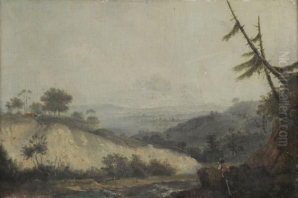 Paysage Au Pecheur Oil Painting by Jean-Joseph-Xavier Bidauld