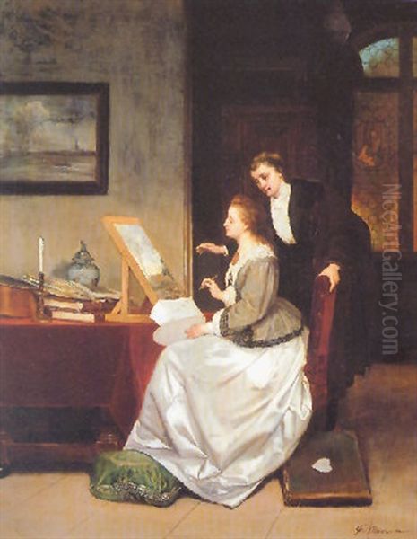 The Painting Lesson Oil Painting by Frans Moormans