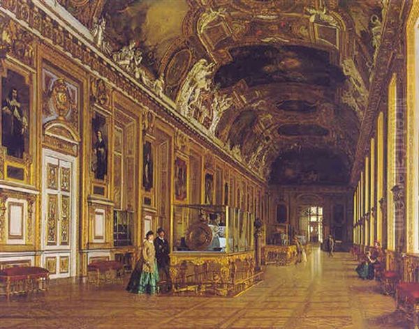 Dutch Gallery At The Louvre, Paris Oil Painting by Frans Moormans