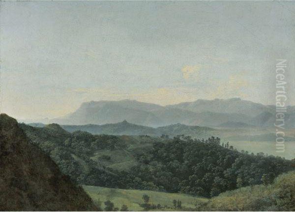 Extensive Mountainous Landscape Oil Painting by Jean-Joseph-Xavier Bidauld