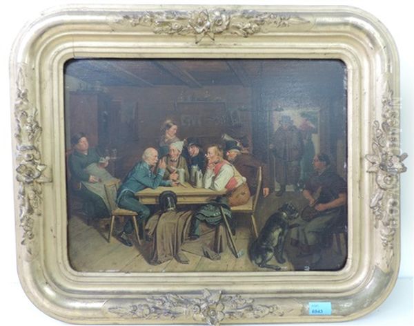 Trinkende Gesellschaft Oil Painting by Friedrich Moosbrugger