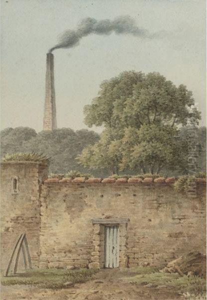 Wall With Distant Smokestack Oil Painting by Jean-Joseph-Xavier Bidauld