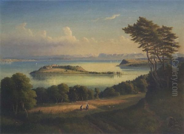 Die Insel Mainau Im Bodensee Oil Painting by Josef Moosbrugger