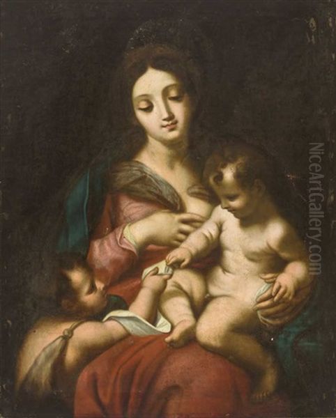 Maria Mit Jesuskind Und Johannesknabe (kopie Nach Domenichino) Oil Painting by Wendelin Moosbrugger