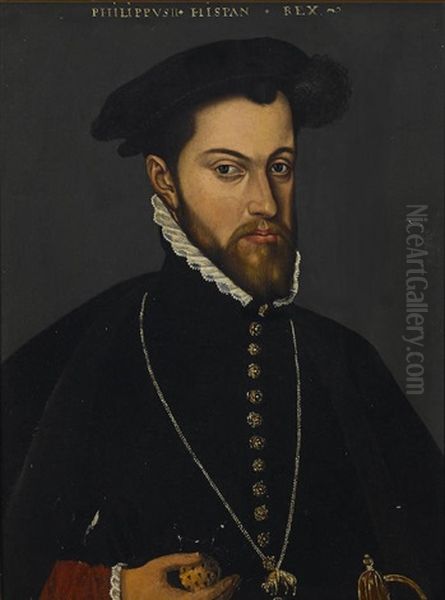 A Portrait Of Phillip Ii Oil Painting by Antonis Mor Van Dashorst