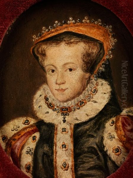 Miniaturbildnis Von Queen Mary I Oil Painting by Antonis Mor Van Dashorst