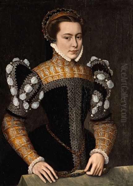 A Portrait Of Margarete Of Parma Oil Painting by Antonis Mor Van Dashorst