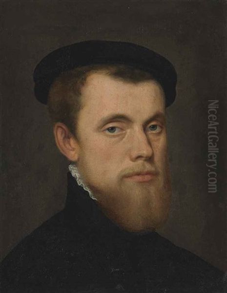 Portrait Of A Gentleman, Bust-length Oil Painting by Antonis Mor Van Dashorst