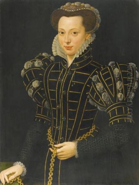 Portrait Of A Lady, Traditionally Identified As Mary Tudor Oil Painting by Antonis Mor Van Dashorst