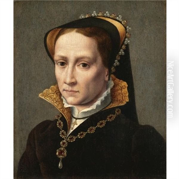 Portrait Of Mary Tudor (1516-1558) Oil Painting by Antonis Mor Van Dashorst