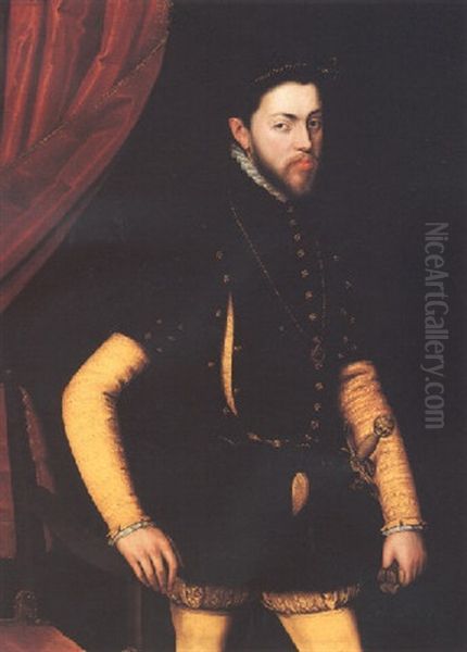 Portrait Of King Philip Of Spain Oil Painting by Antonis Mor Van Dashorst