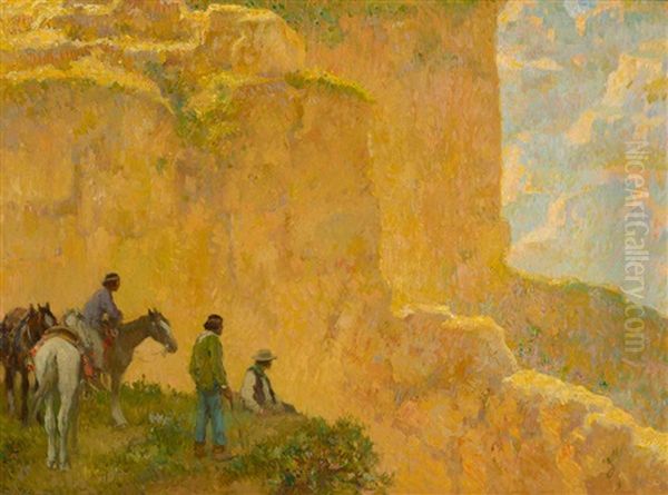 Amid The Walls Of The Canyon Oil Painting by Francis Luis Mora