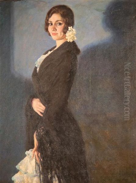 Portrait Of A Lady Oil Painting by Francis Luis Mora