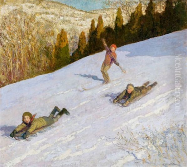 The Winter Race Oil Painting by Francis Luis Mora