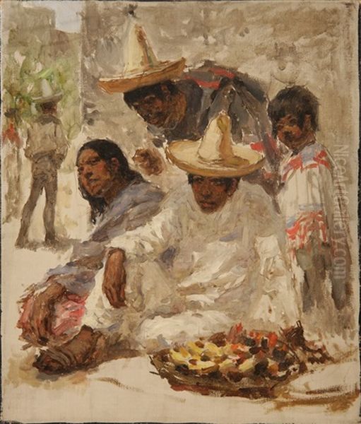 Market Day In Mexico Oil Painting by Francis Luis Mora