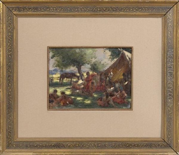 Gypsy Encampment Oil Painting by Francis Luis Mora