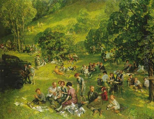 Picnic Oil Painting by Francis Luis Mora