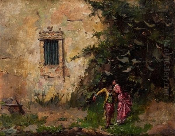 Personajes En El Jardin Oil Painting by Tomas Moragas Torras