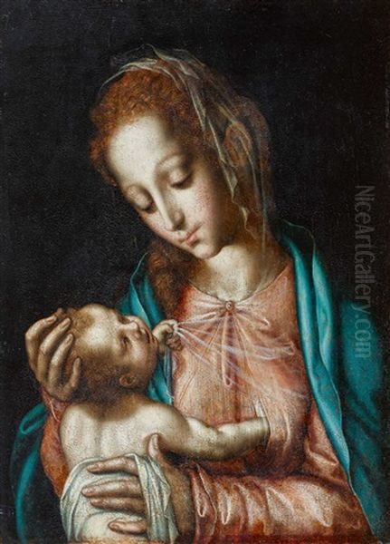 Madonna Mit Kind - La Virgen De La Leche (luis De Morales Und Atelier) Oil Painting by Luis de Morales