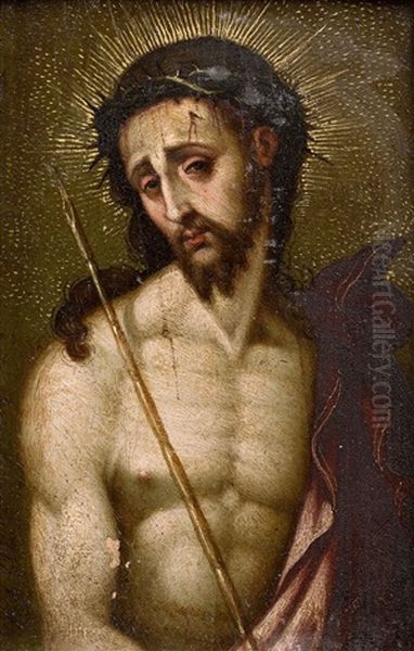 Le Christ Au Roseau, Rehauts D'or Oil Painting by Luis de Morales