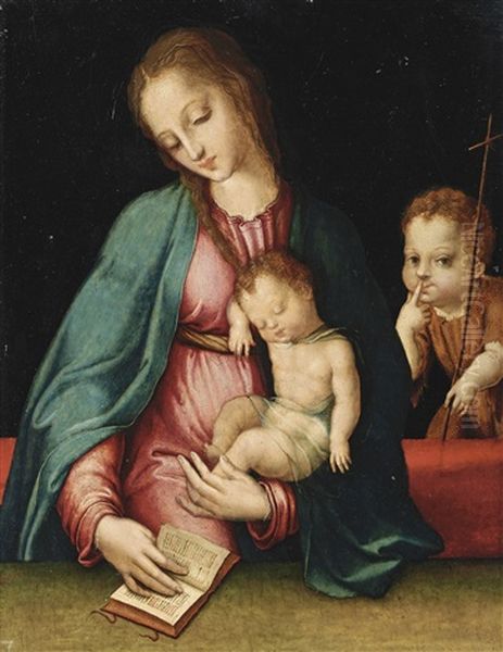 The Virgin And Child With The Infant St. John The Baptist Oil Painting by Luis de Morales