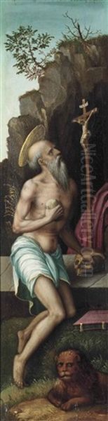 Saint Jerome In The Wilderness Oil Painting by Luis de Morales