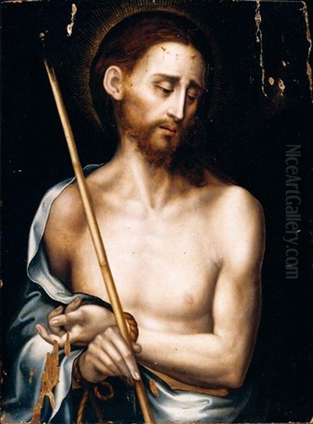 Christ As Man Of Sorrows Oil Painting by Luis de Morales