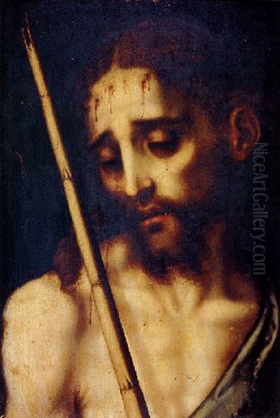 Christ As The Man Of Sorrows Oil Painting by Luis de Morales