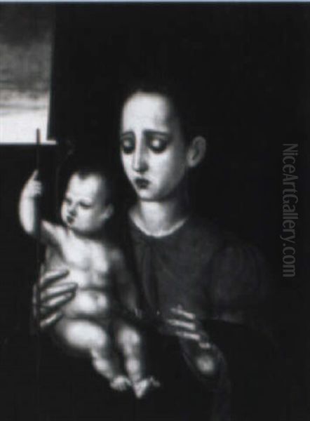 Madonna And Child With A Yarnwinder Oil Painting by Luis de Morales