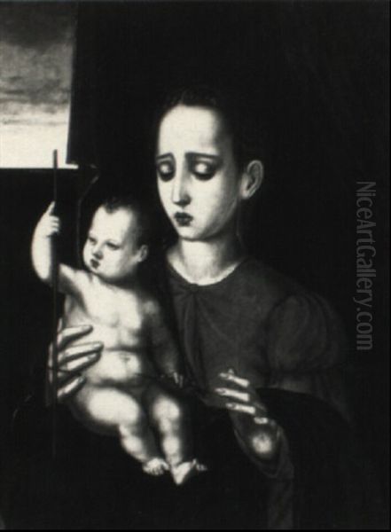 Madonna And Child With A Yarnwinder Oil Painting by Luis de Morales