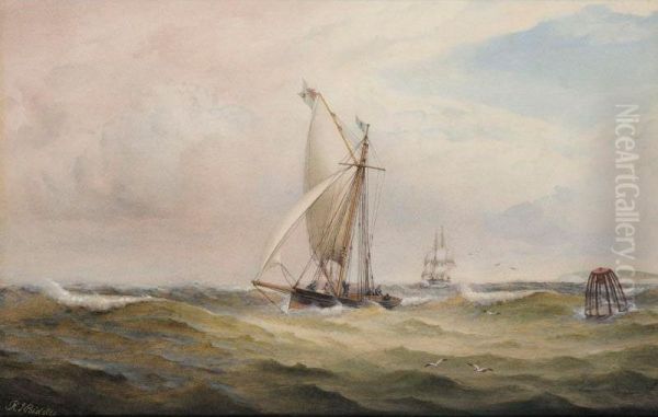 Off The Royal Sovereign Shoal, Beachy Head Oil Painting by Richard Julius Biddle