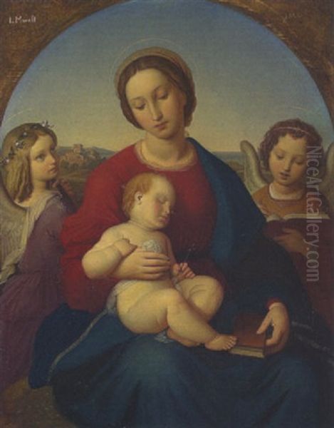 Die Madonna Mit Dem Christuskind Oil Painting by Ludwig Moralt