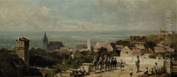 Exerzieren Der Wachposten Auf Der Bastei Oil Painting by Willy Moralt