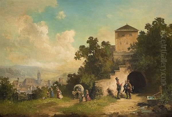 The Promenade At The Castle Oil Painting by Willy Moralt